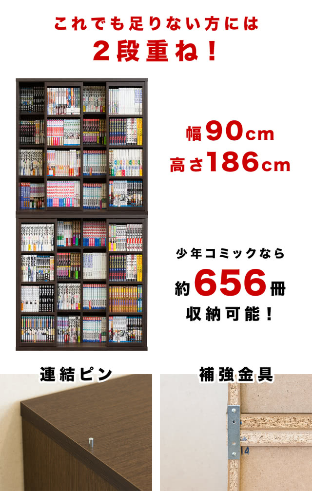 楽天市場】ダブルスライド 奥深 本棚 全段B6 幅90cm高さ93cmタイプ2台