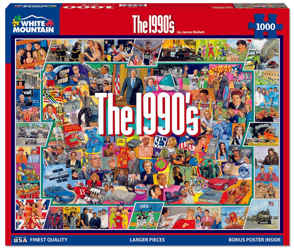 1000 Piece Jigsaw Puzzle - The Nineties – White Mountain Puzzles