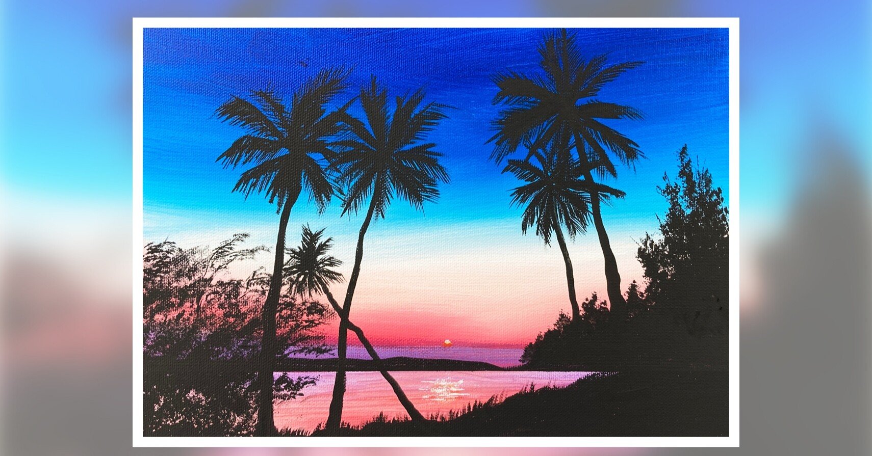 アクリル絵の具で「ハワイの夕日🌴」を描く｜junya_art