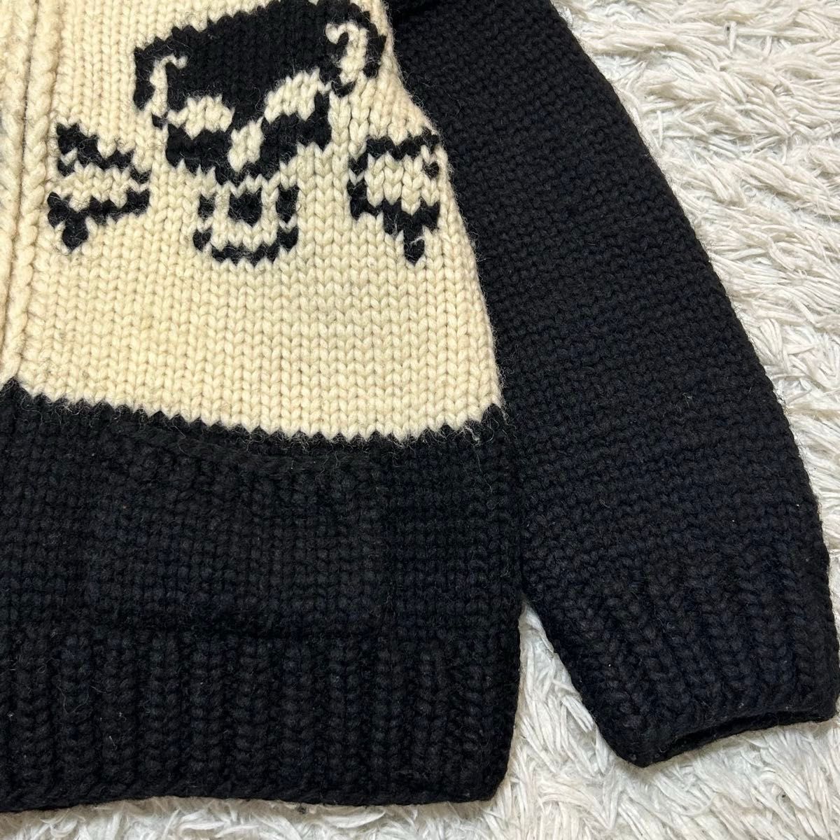 稀少 カウチン セーター スカル カナダ製 カウチンニット ジップアップ