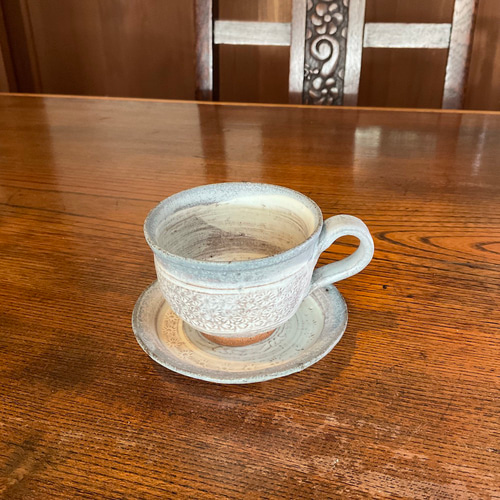 唐津焼 三島唐津デミタスカップ＆ソーサー(60cc) マグカップ 藤ノ木