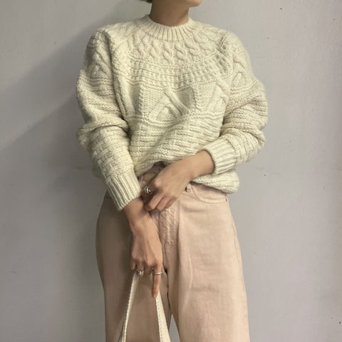 BATONER】 SPREAD ARAN CREW NECK – ONENESS ONLINE STORE