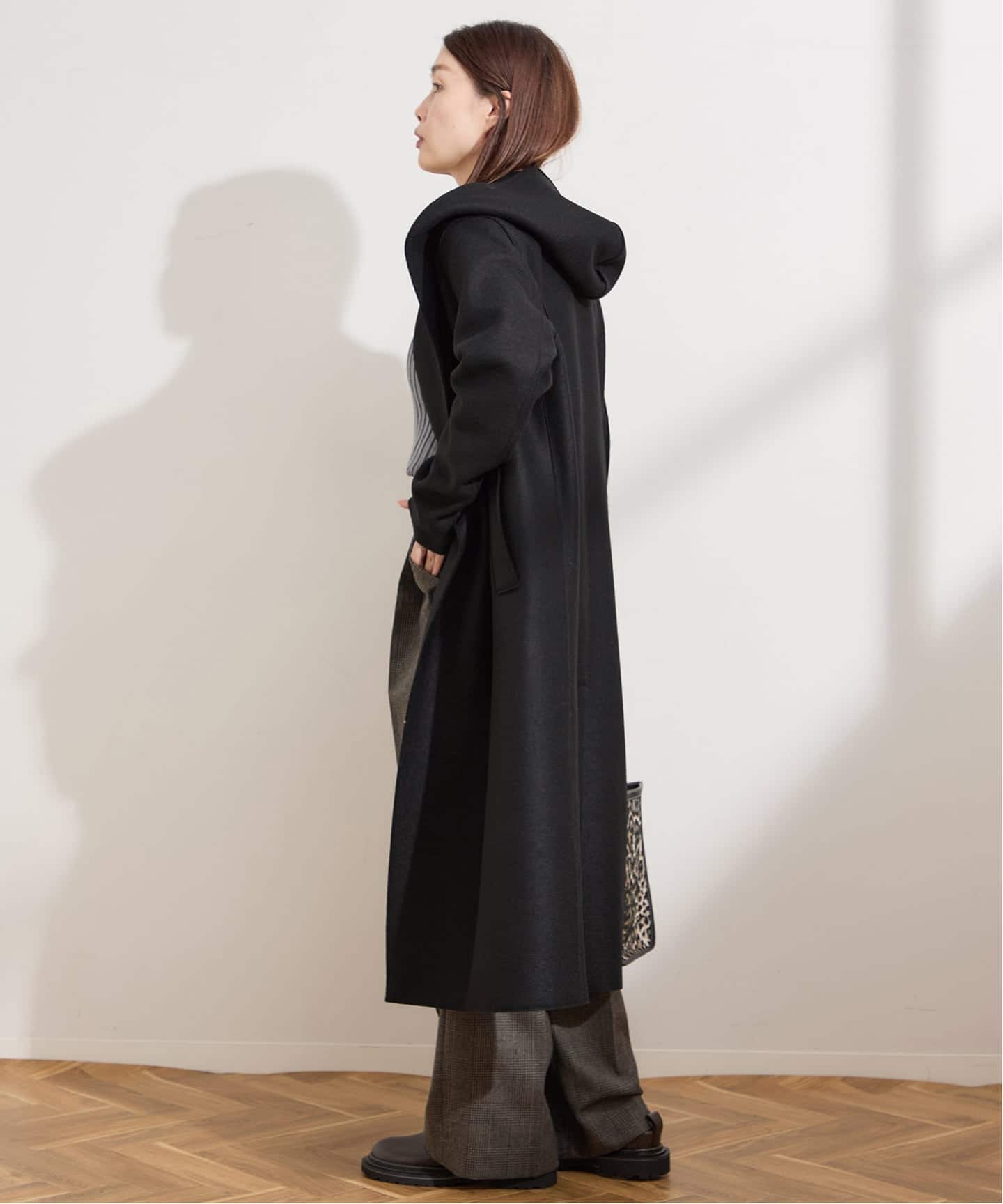別注【HARRIS WHARF LONDON】Women hooded coat pressed woo：コート