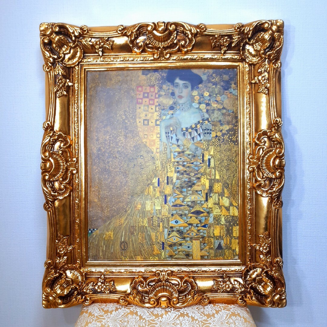 グスタフクリムト作画 絵画 バウアーの肖像 良質キャンバス 豪華 金箔