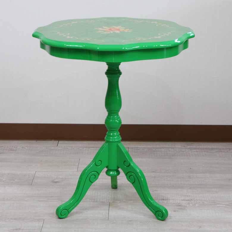 ティーテーブル グリーン イタリア 55cm 象嵌 カフェテーブル モザイク