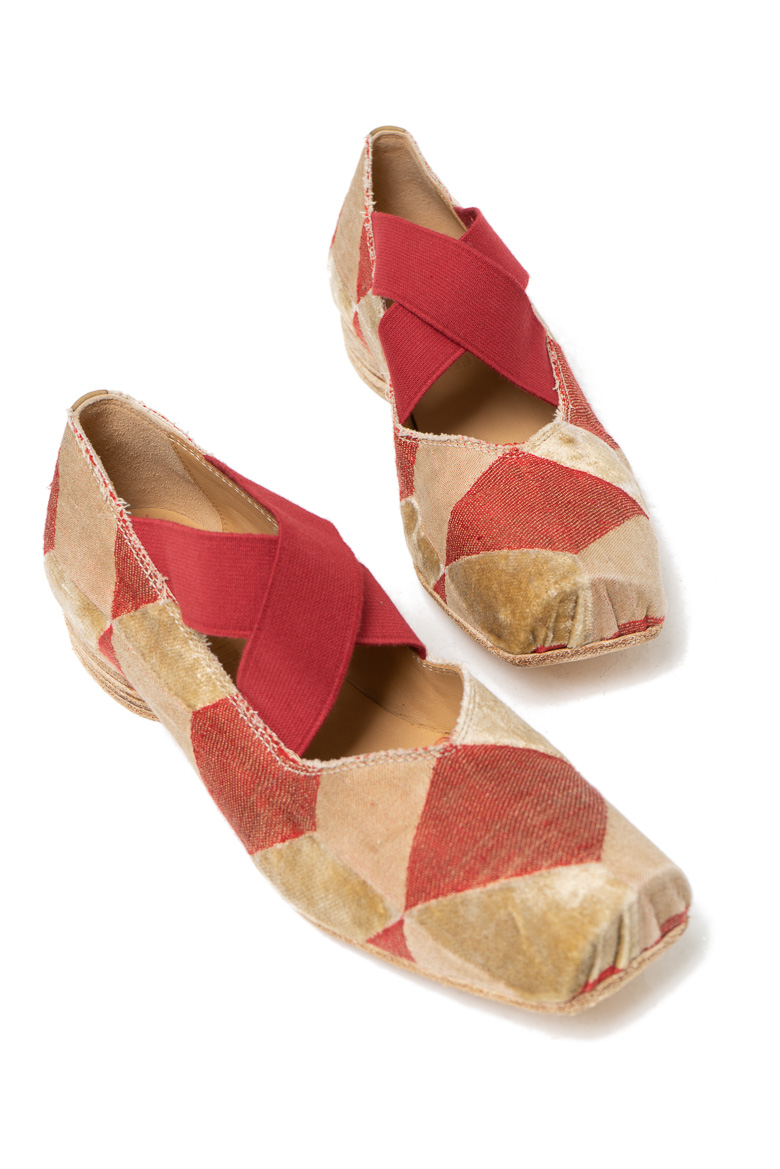UMA WANG | BALLET SHOES RHOMBUS TAN/RED | L'ARMOIRE