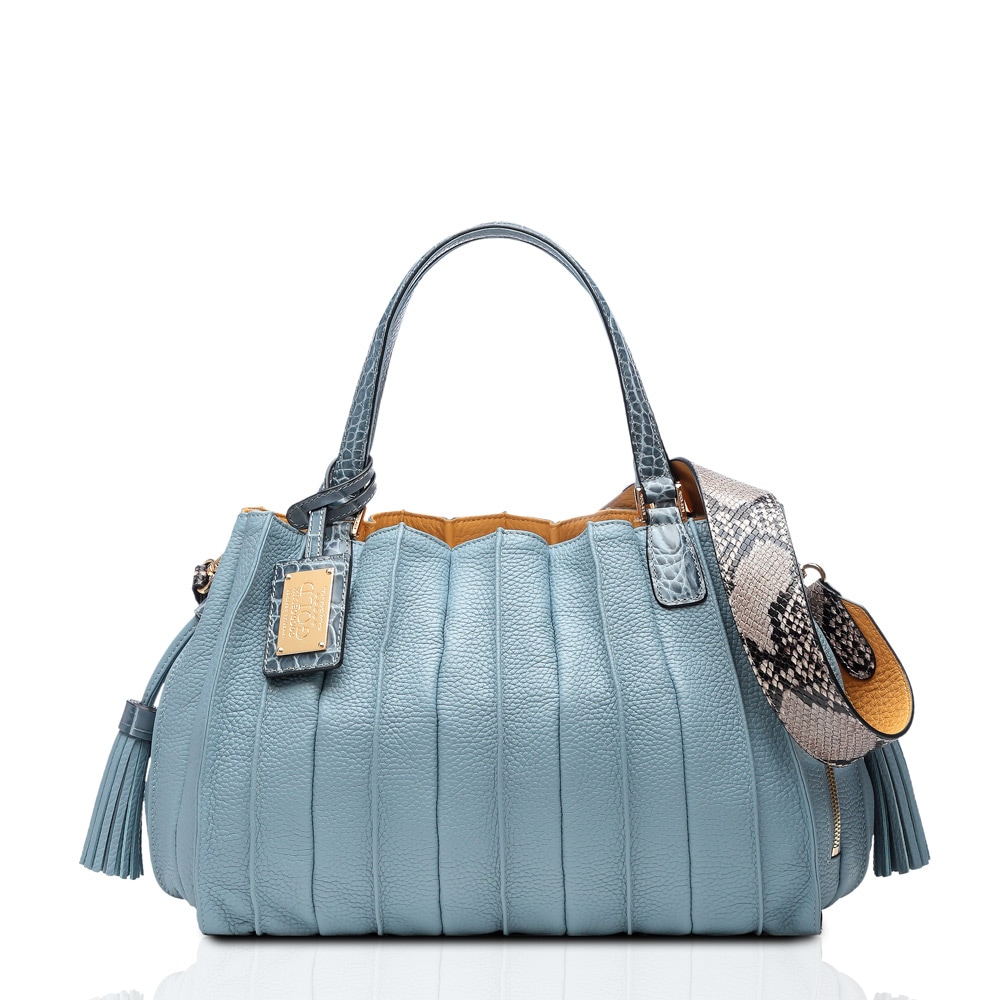 COCOCELUX GOLD ﾍﾗｸﾚｽGOLDｼｭﾘﾝｸ×牛革ｸﾛｺ型押し ﾊﾞﾙｰﾝ3WAYﾊﾞｯｸﾞ