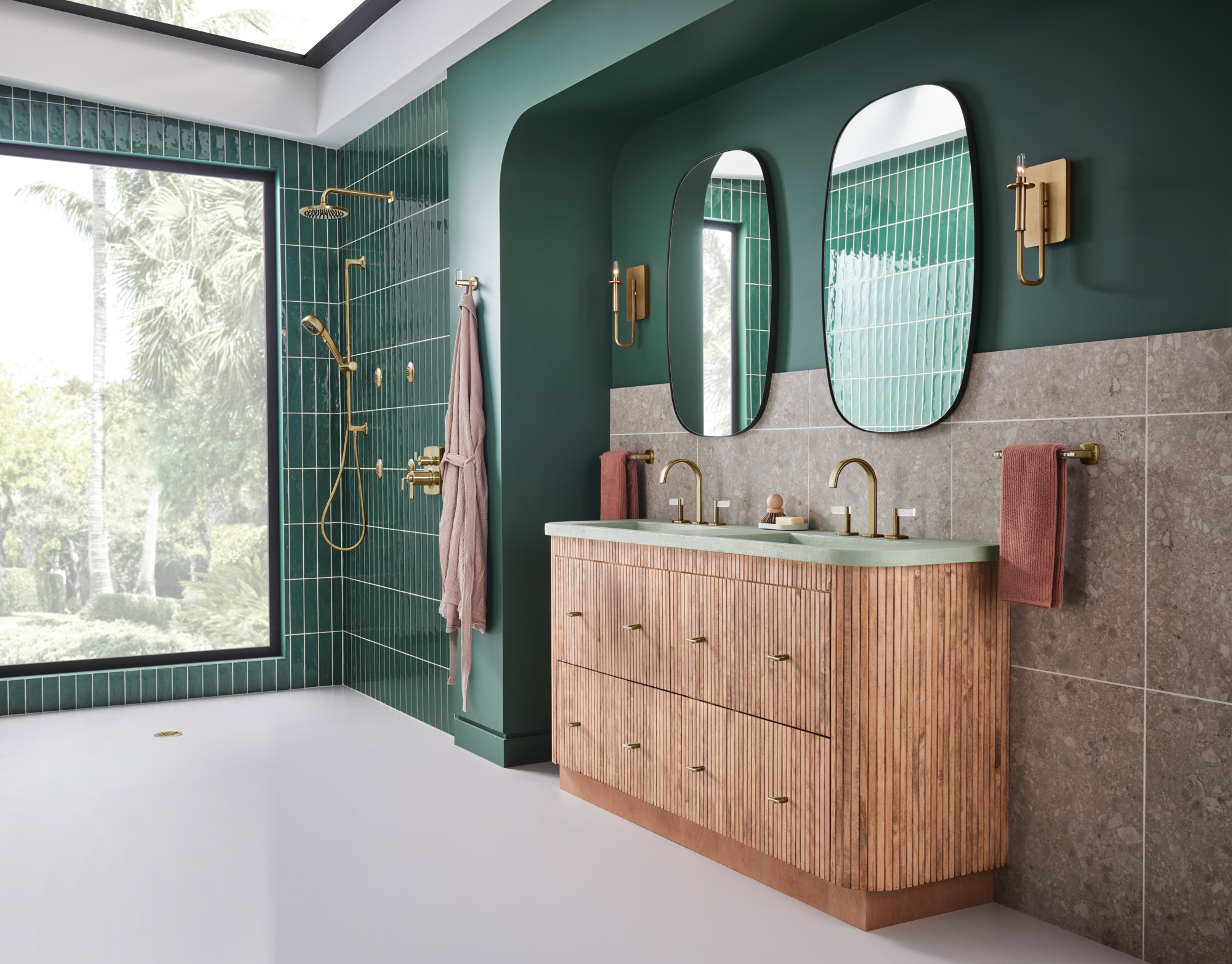 Allaria® | Widespread Lavatory Faucet with Arc Spout - Less Handles