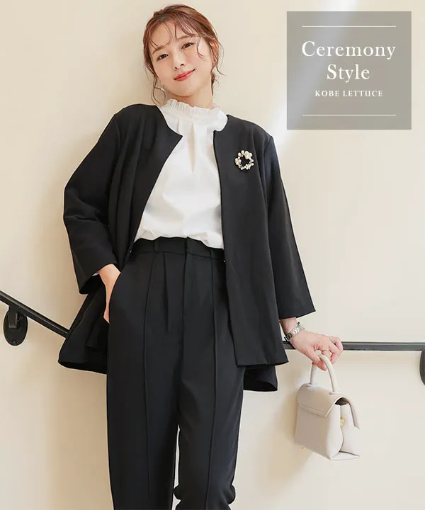セレモニー ] [ ストレッチ × ノーアイロン ] 選べる4サイズ 細見え