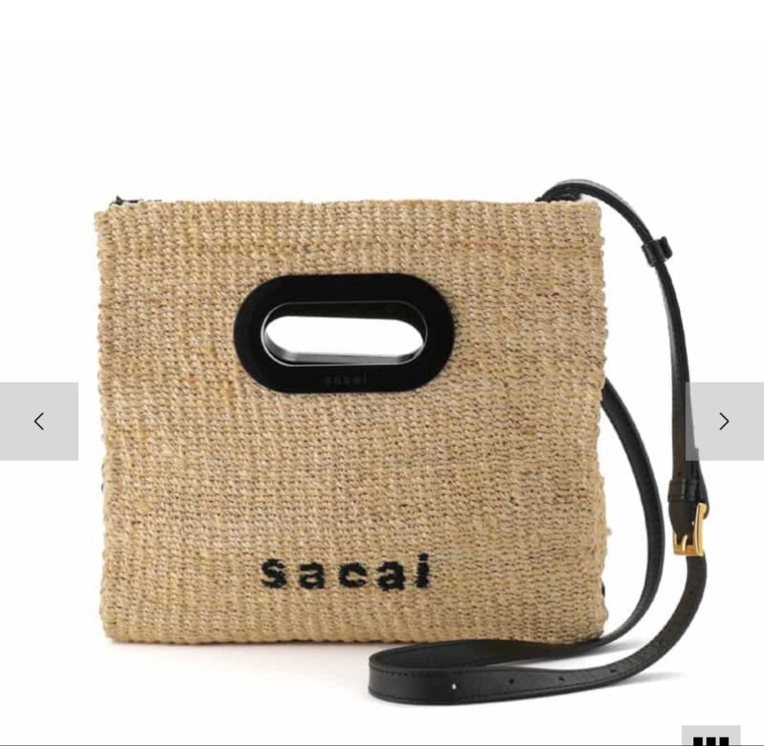 SACAI アバカ素材ショルダーバッグ ブラック/ナチュラル 20239520_50239776_1000.jpg
