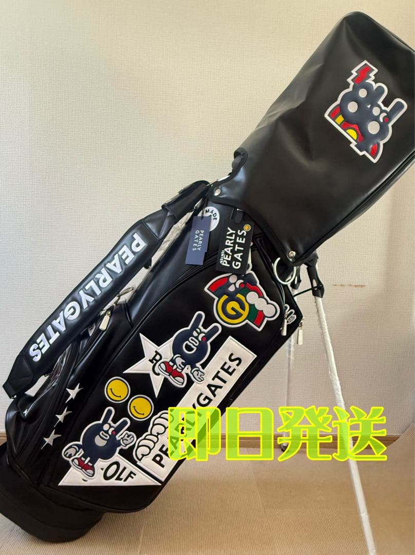 即日発送PEARLY GATES PG キャディバッグ ブラック スタンドタイプ PEARLY GATES｜ワッペンスタンド式キャディバッグ (46インチ対応)(9型