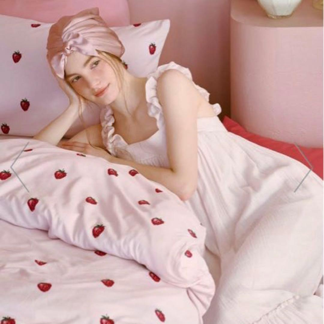新品ジェラートピケストロベリー柄2点セット(シングル)掛け布団ピローケース gelato pique（ジェラートピケ） Sleep ストロベリー柄2点セット