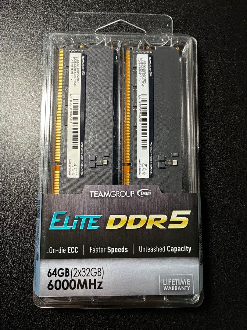 【新品未開封】TEAMGROUP DDR5 64GB (32x2)6000MHz TEAMGROUP T-Create Expert Overclocking 10L DDR5 32GB Kit (2 x 16GB