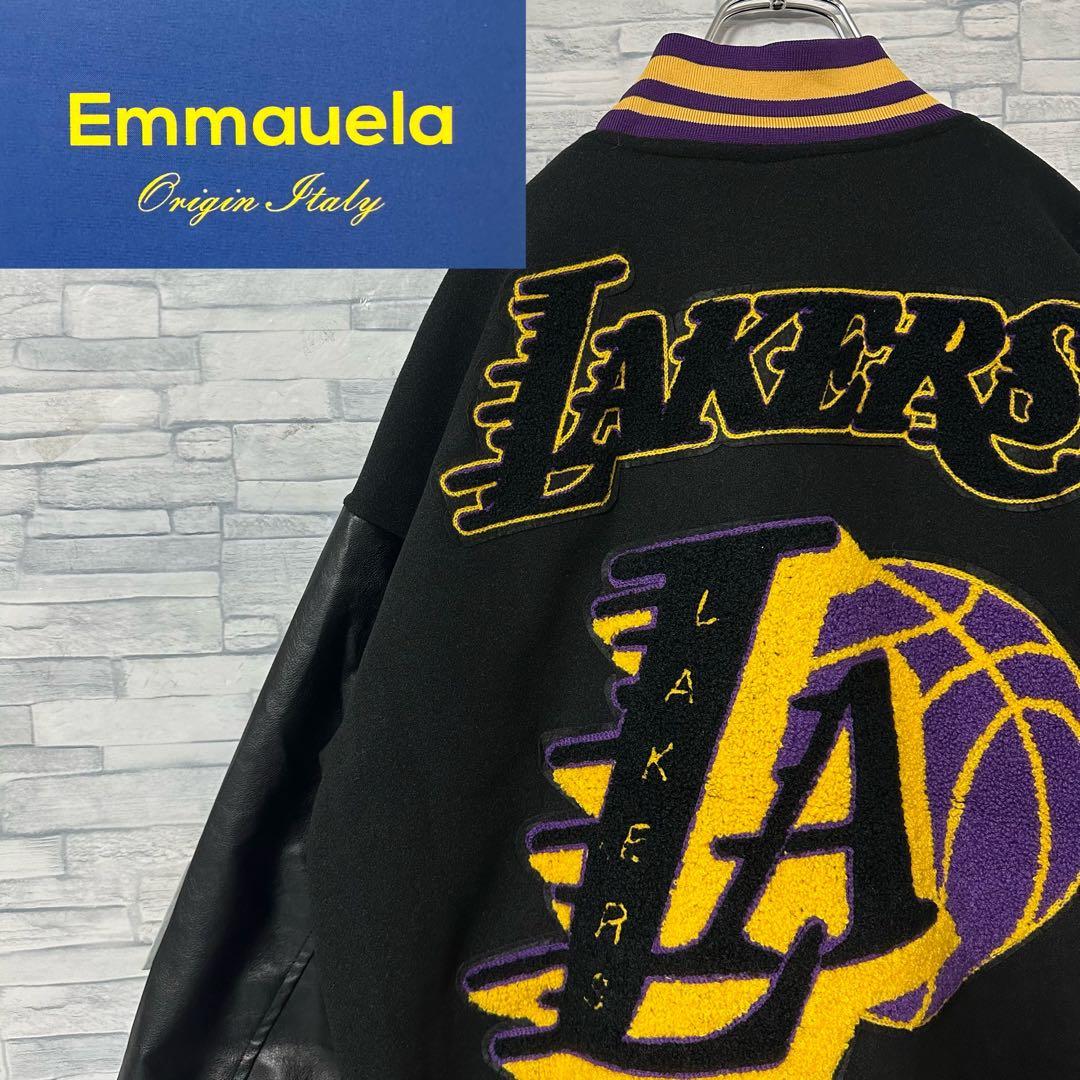 【未使用】希少 LAKERS レイカーズ スタジャン サガラ ロゴ L相当 希少 LAKERS レイカーズ スタジャンタイプ スエット 大きいサイズ 海外