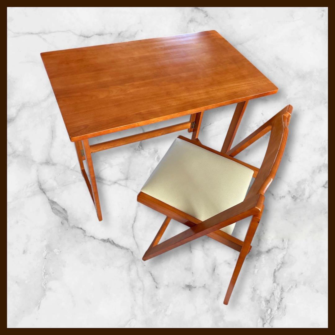 美品】天然木 折りたたみ デスク チェア セット 椅子 テーブル ワークスタディ 楽天市場】子供机 キッズデスク デスクチェアセット セット チェア