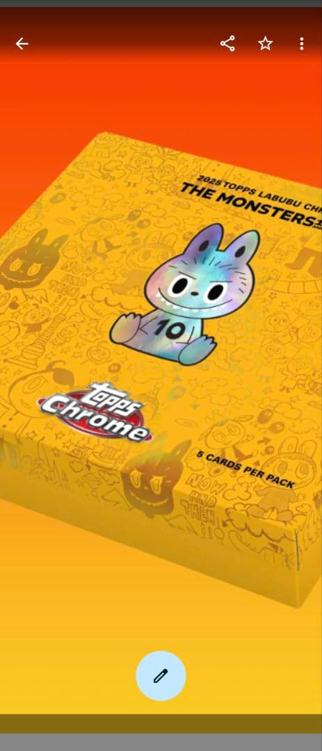 Topps Chrome ラブブ10周年記念　5BOX 2025 Topps Labubu Chrome® 10th Anniversary - Hobby Box