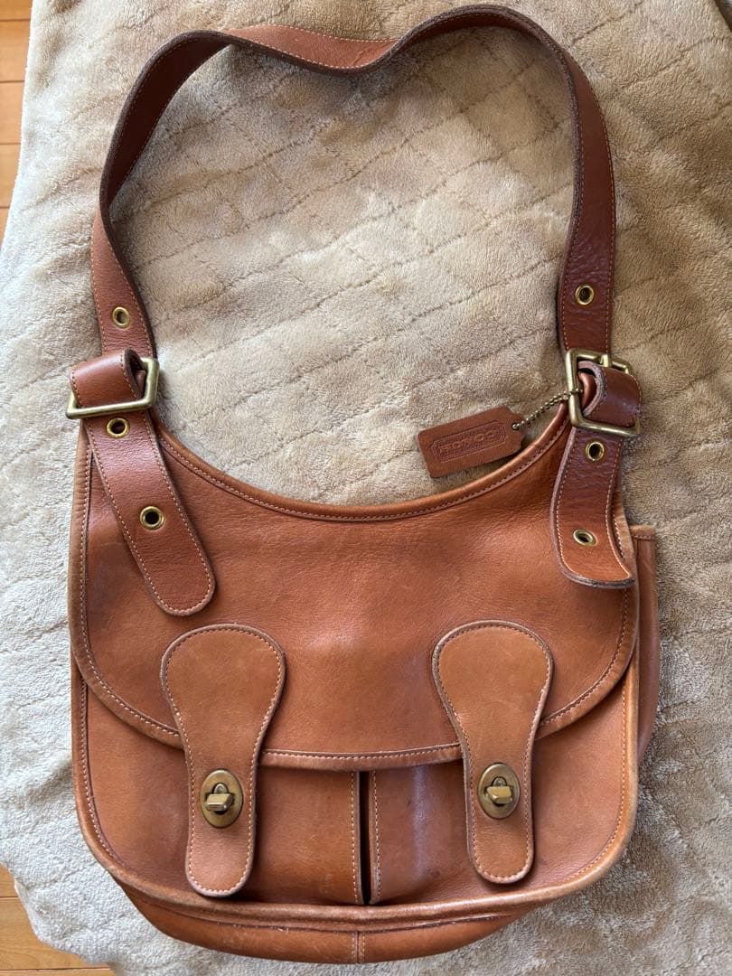 OLD COACH ブラウンレザー ショルダーバッグ オールドCOACH ショルダーバッグ 本革 ブラウン メンズ