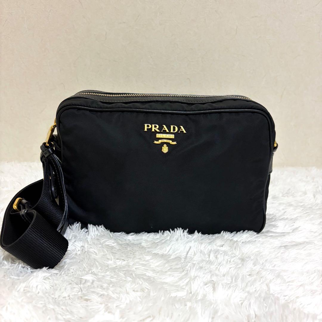 美品　プラダ　ナイロン　カメラバッグ　ショルダーバッグ　ブラック　1BH089 楽天市場】PRADA プラダ ロゴ ジャガード ナイロン カメラバッグ