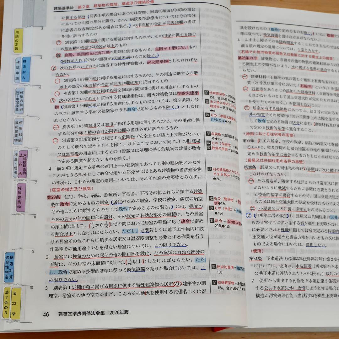 建築基準法関係法令集 2026年版 一級建築士用線引き+通学生仕様