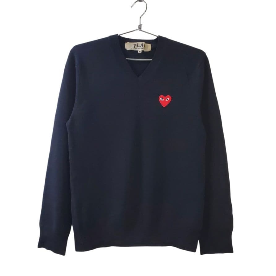 プレイコムデギャルソン Vネック セーター Mサイズ ブブラック ラインストーン】プレイコムデギャルソン Vネックセーター (COMME des