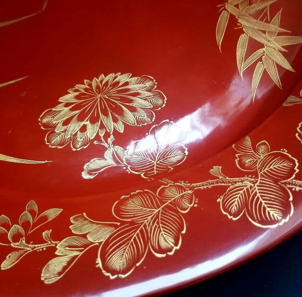 輪島塗 沈金 朱塗り 松竹梅 四季花 大皿 美術品 飾皿 約48cm1尺6寸 輪島塗 彩 丸夫婦椀 松梅沈金 – 漆陶舗あらき 輪島塗 九谷焼 山中塗