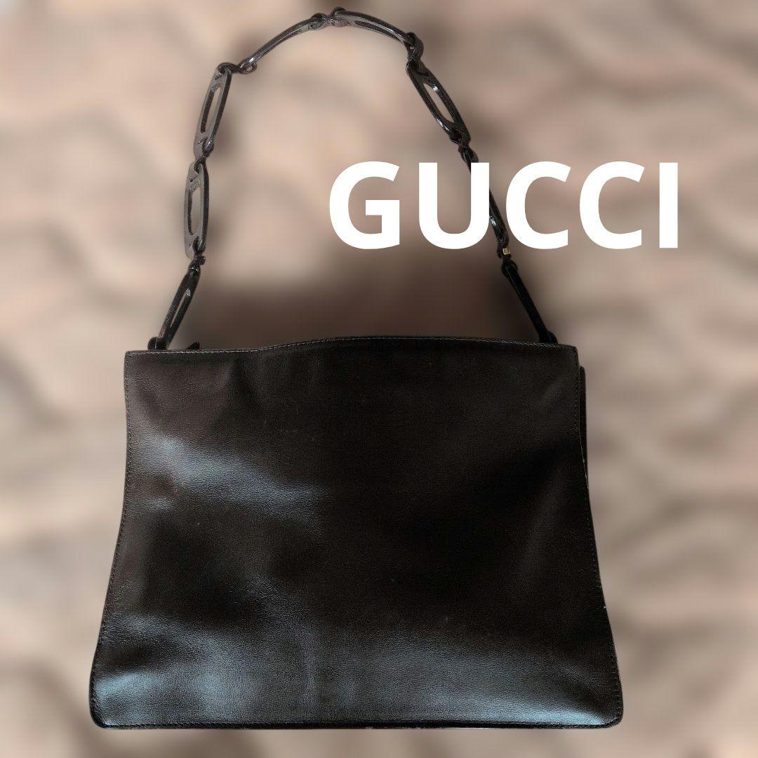 GUCCI ブラウンレザー ショルダーバッグ 値下げ 中古・古着通販】GUCCI (グッチ) ショルダーバッグ ブラウン｜ブランド