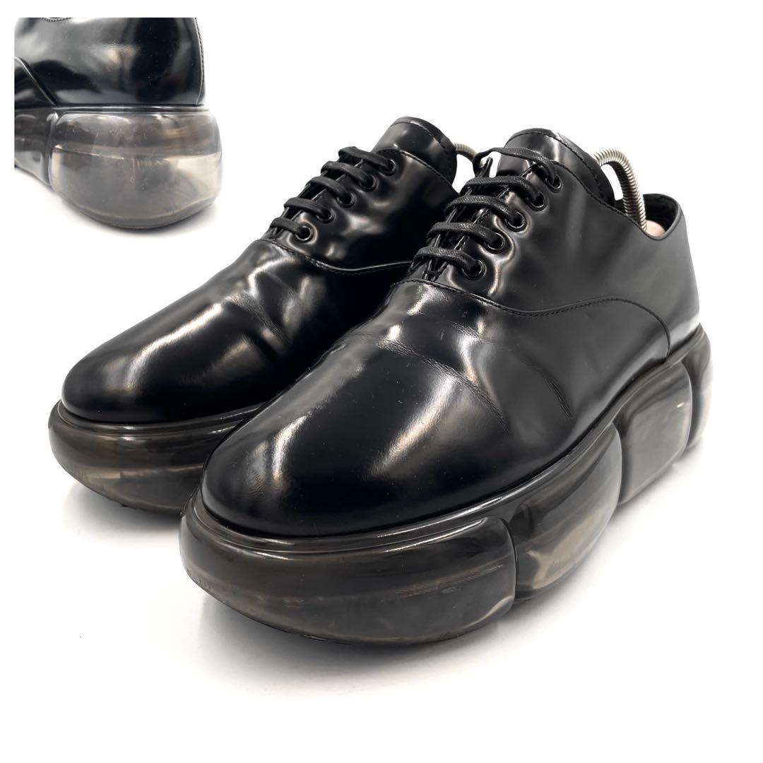 《超美品》プラダ プレーントゥ 厚底 エアーソール シューズ ブラック 黒系