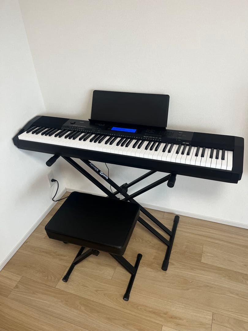 CASIO 88鍵キーボード CDP-240RBK スタンド・椅子付き グレー新発売！】電子ピアノ 88鍵盤 スタンド 椅子セット 電子