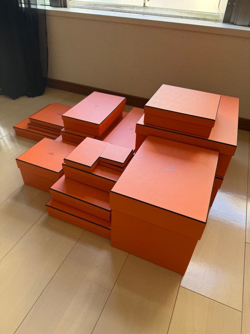 エルメス HERMES空箱 ③エルメス 空箱 ショッパーリボンセット カード付き 空き箱 保存箱