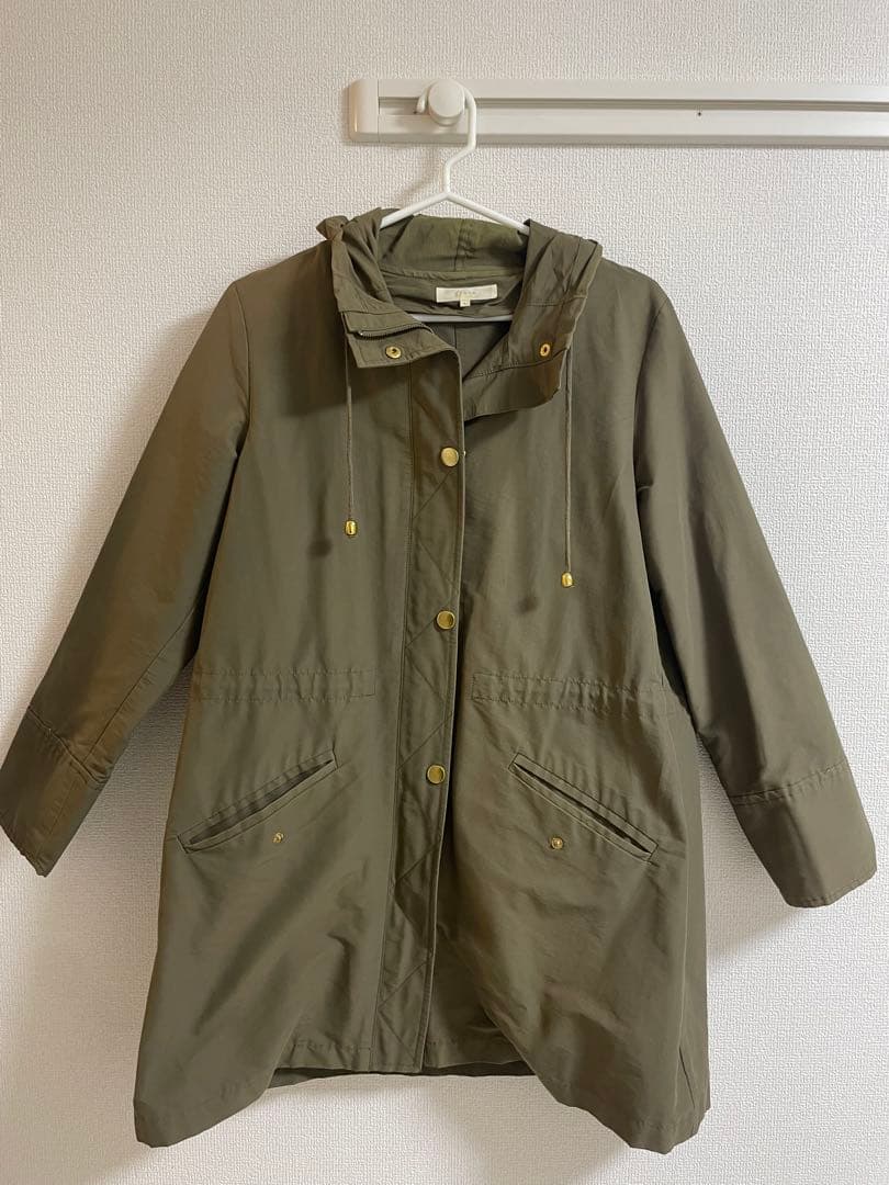 オリーブグリーン フード付きモッズコート - メルカリ